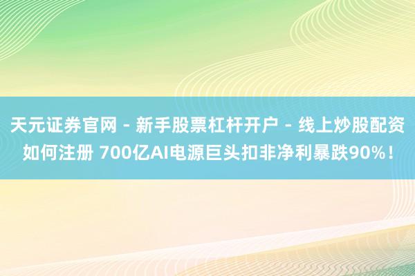 天元证券官网 - 新手股票杠杆开户 - 线上炒股配资如何注册 700亿AI电源巨头扣非净利暴跌90%！