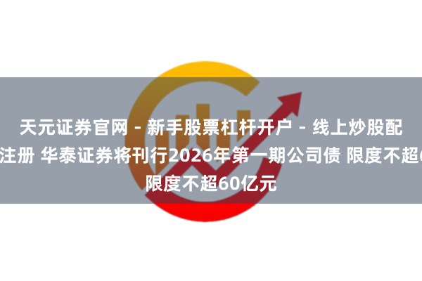 天元证券官网 - 新手股票杠杆开户 - 线上炒股配资如何注册 华泰证券将刊行2026年第一期公司债 限度不超60亿元