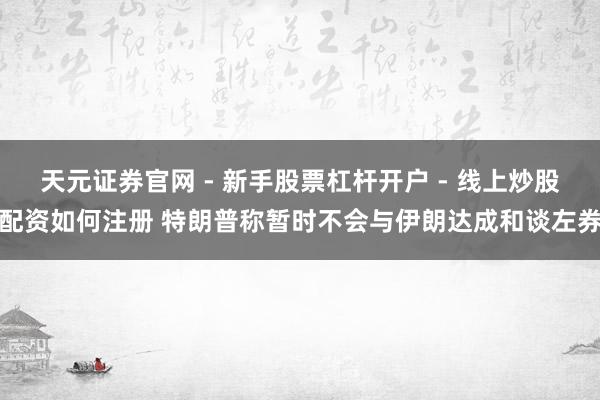 天元证券官网 - 新手股票杠杆开户 - 线上炒股配资如何注册 特朗普称暂时不会与伊朗达成和谈左券