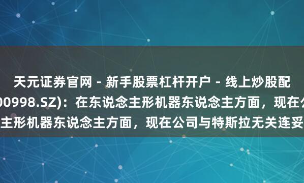 天元证券官网 - 新手股票杠杆开户 - 线上炒股配资如何注册 宁波廉明(300998.SZ)：在东说念主形机器东说念主方面，现在公司与特斯拉无关连妥洽