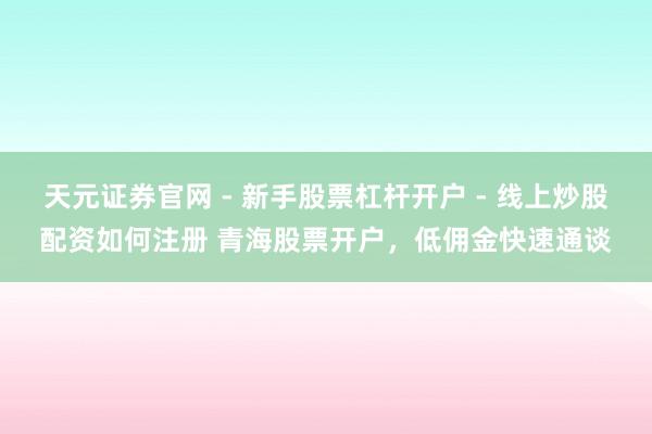 天元证券官网 - 新手股票杠杆开户 - 线上炒股配资如何注册 青海股票开户，低佣金快速通谈